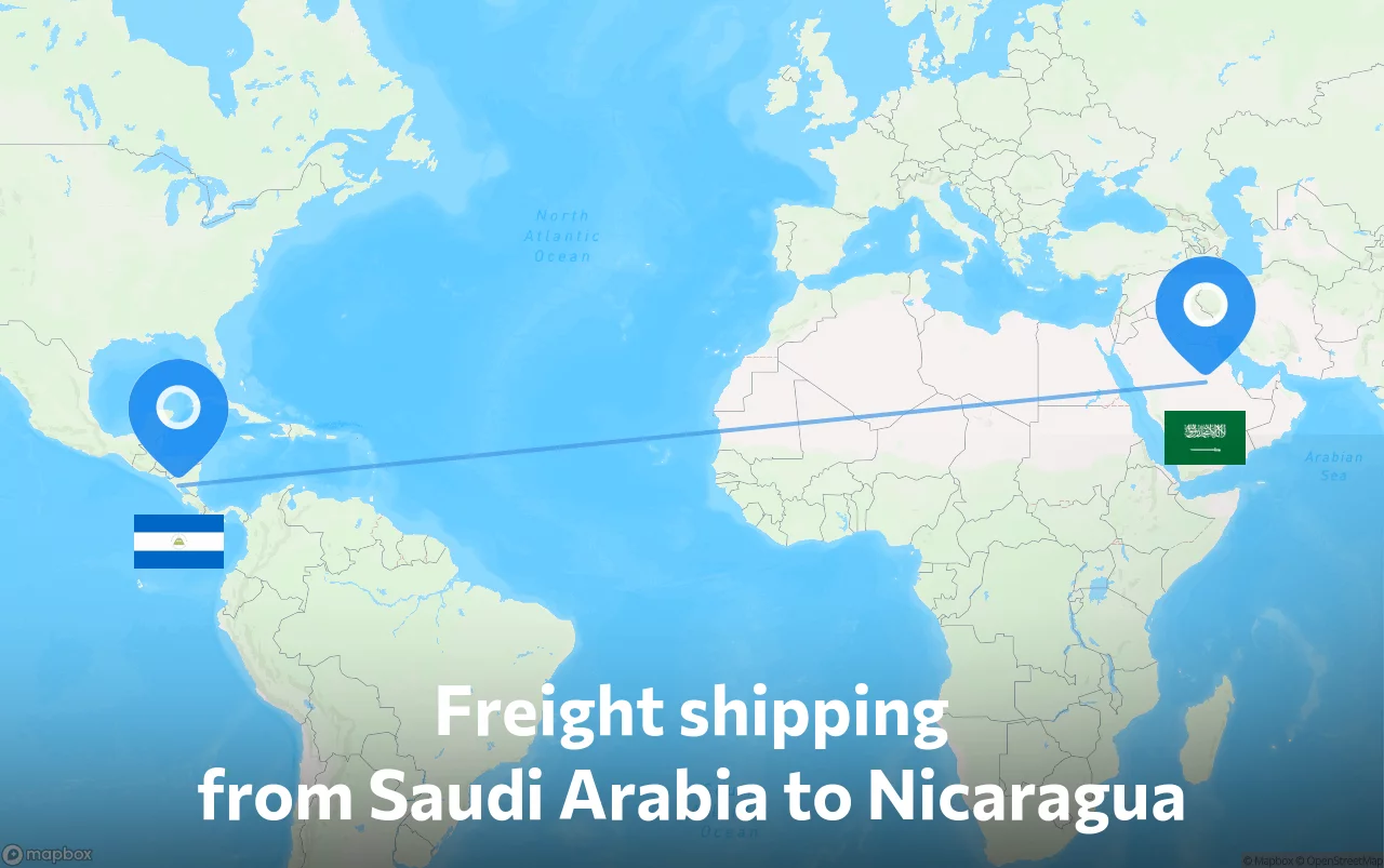 Shipping route from Saudi Arabia to Nicaragua