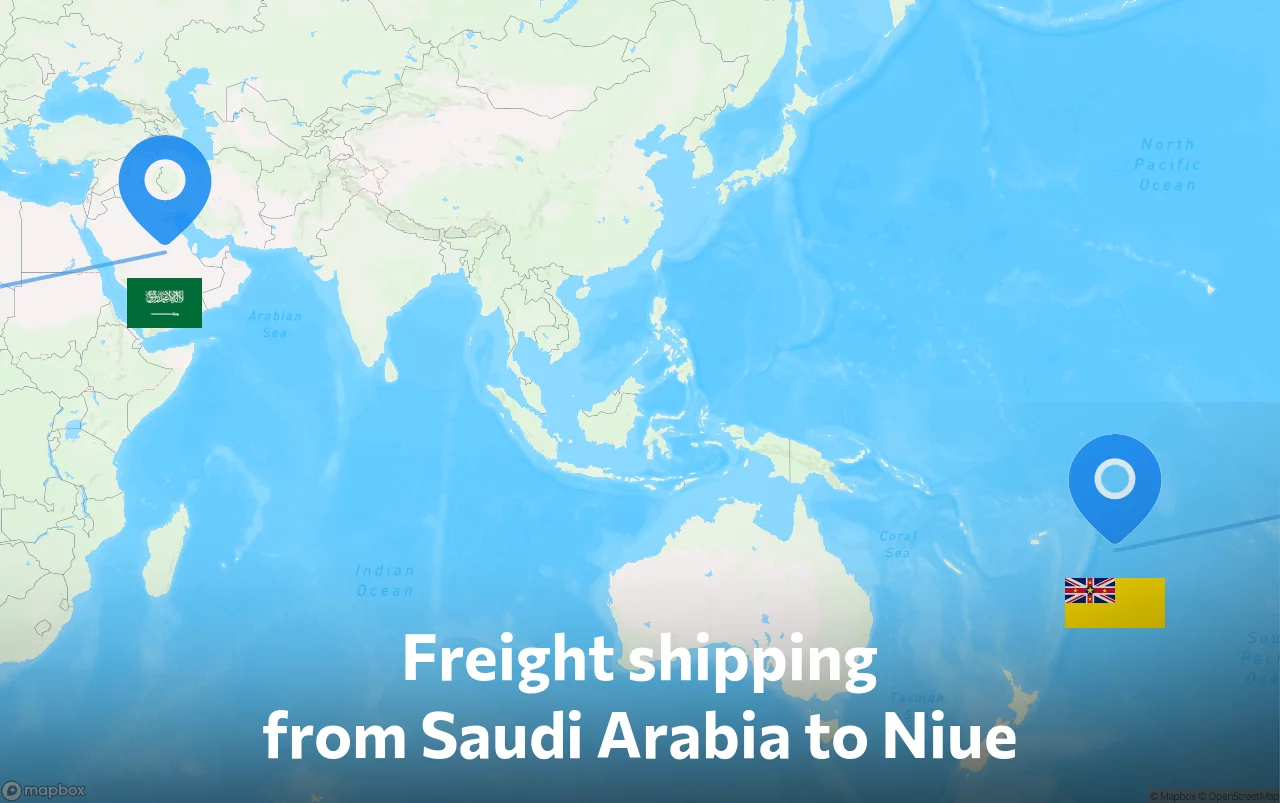 Shipping route from Saudi Arabia to Niue
