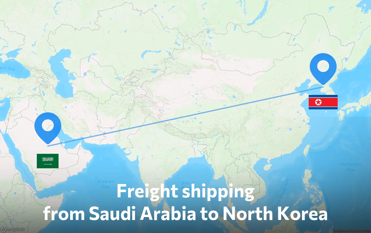 Shipping route from Saudi Arabia to North Korea