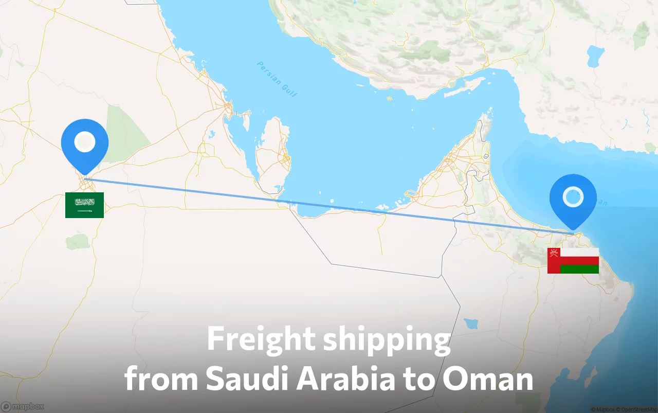 Shipping route from Saudi Arabia to Oman