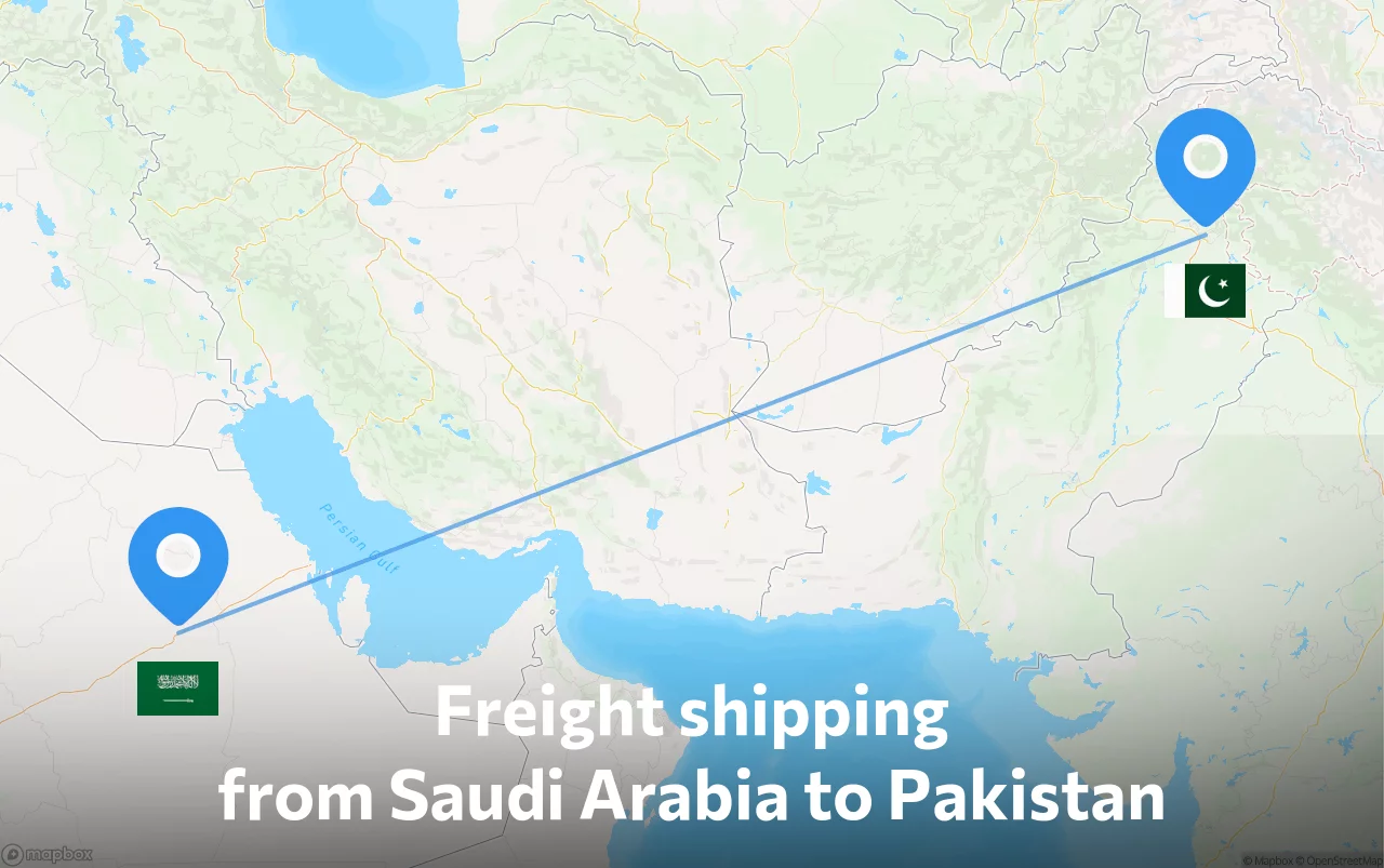Shipping route from Saudi Arabia to Pakistan