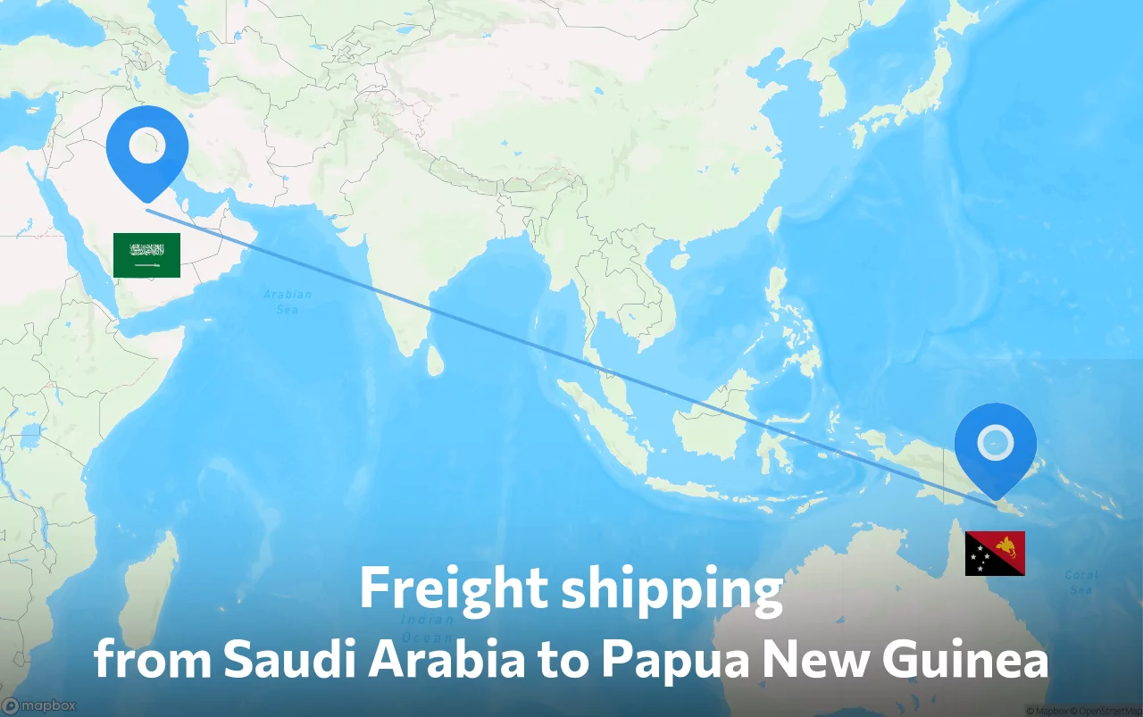 Shipping route from Saudi Arabia to Papua New Guinea