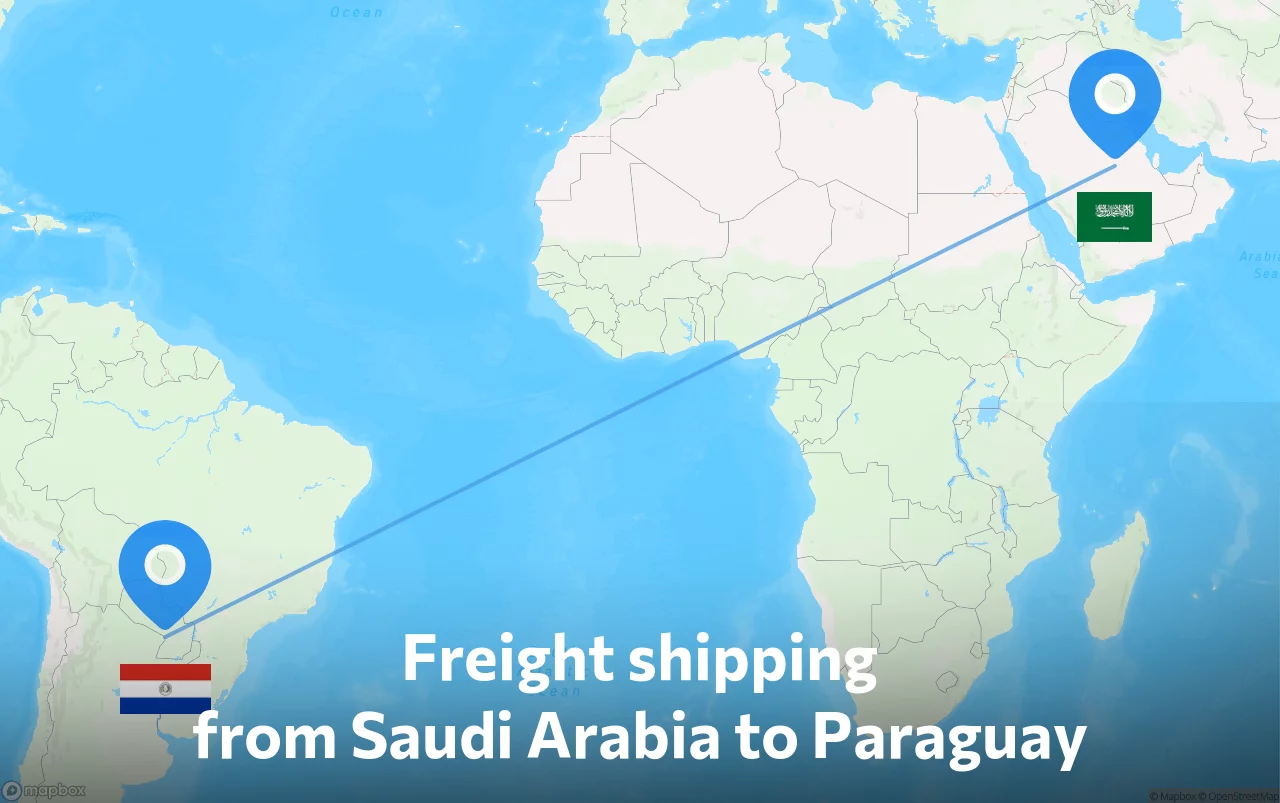 Shipping route from Saudi Arabia to Paraguay