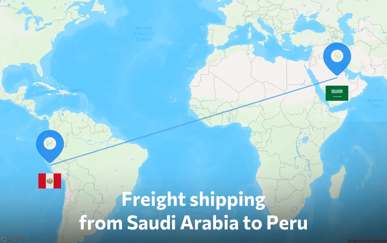 Shipping route from Saudi Arabia to Peru