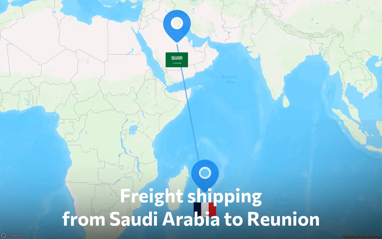 Shipping route from Saudi Arabia to Reunion