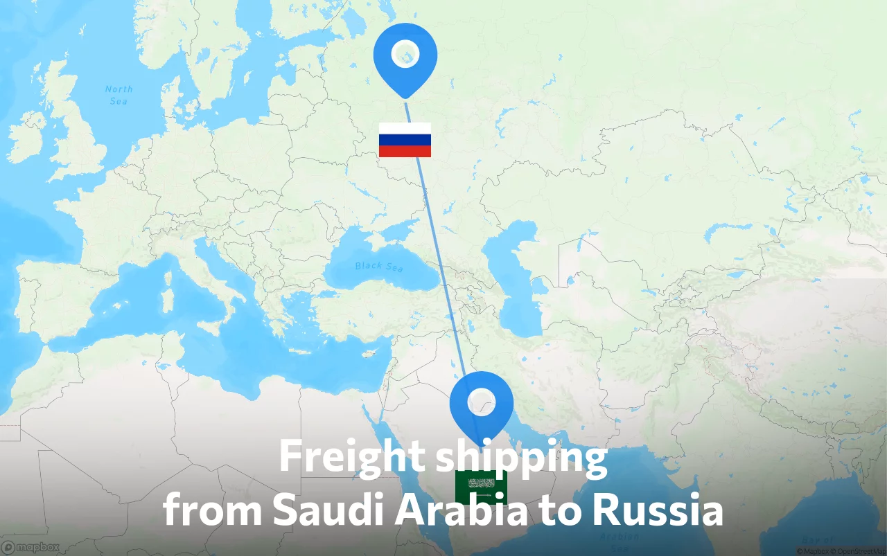 Shipping route from Saudi Arabia to Russia