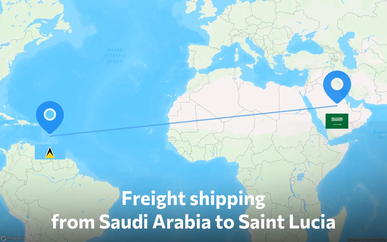 Shipping route from Saudi Arabia to Saint Lucia