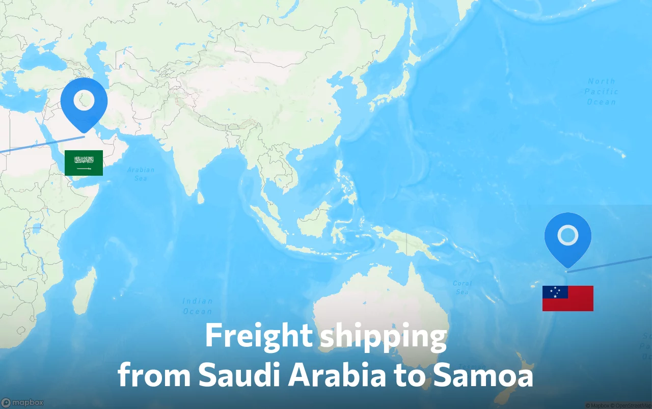 Shipping route from Saudi Arabia to Samoa