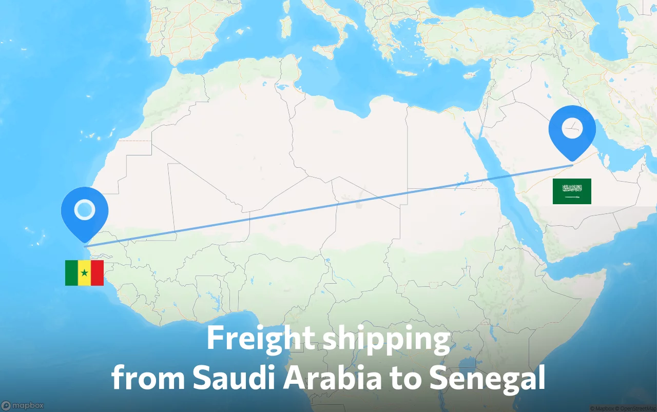Shipping route from Saudi Arabia to Senegal