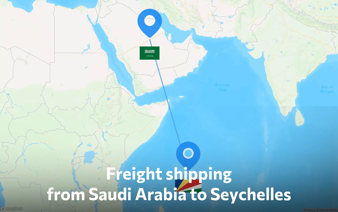 Shipping route from Saudi Arabia to Seychelles