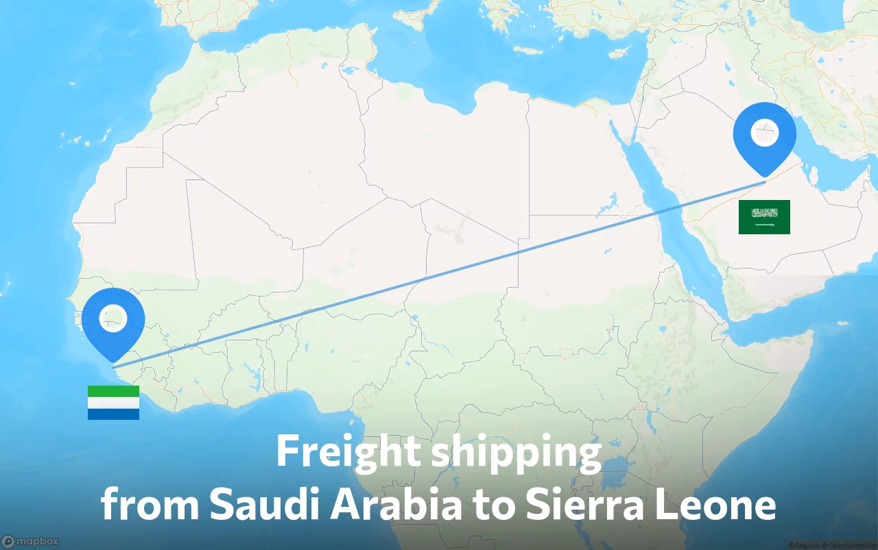 Shipping route from Saudi Arabia to Sierra Leone
