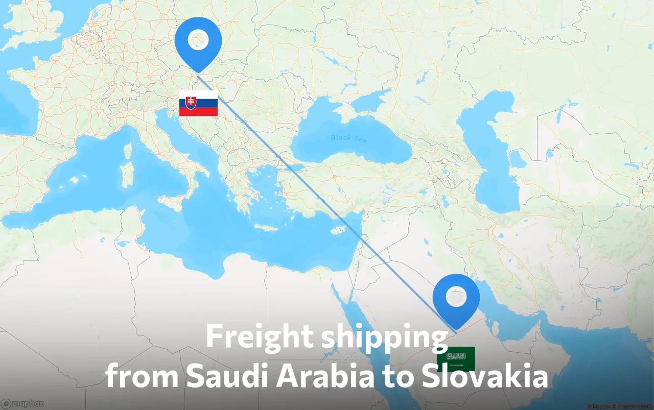 Shipping route from Saudi Arabia to Slovakia
