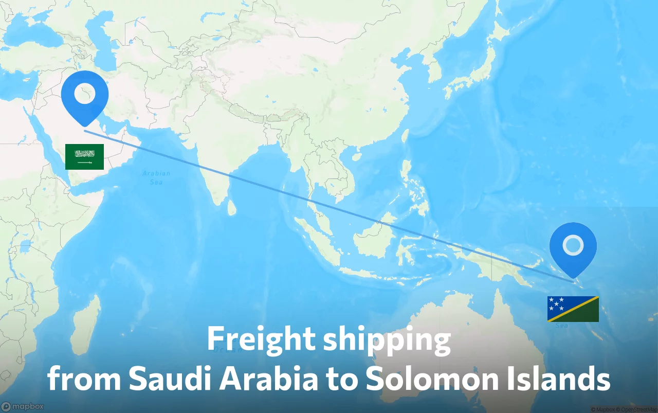 Shipping route from Saudi Arabia to Solomon Islands