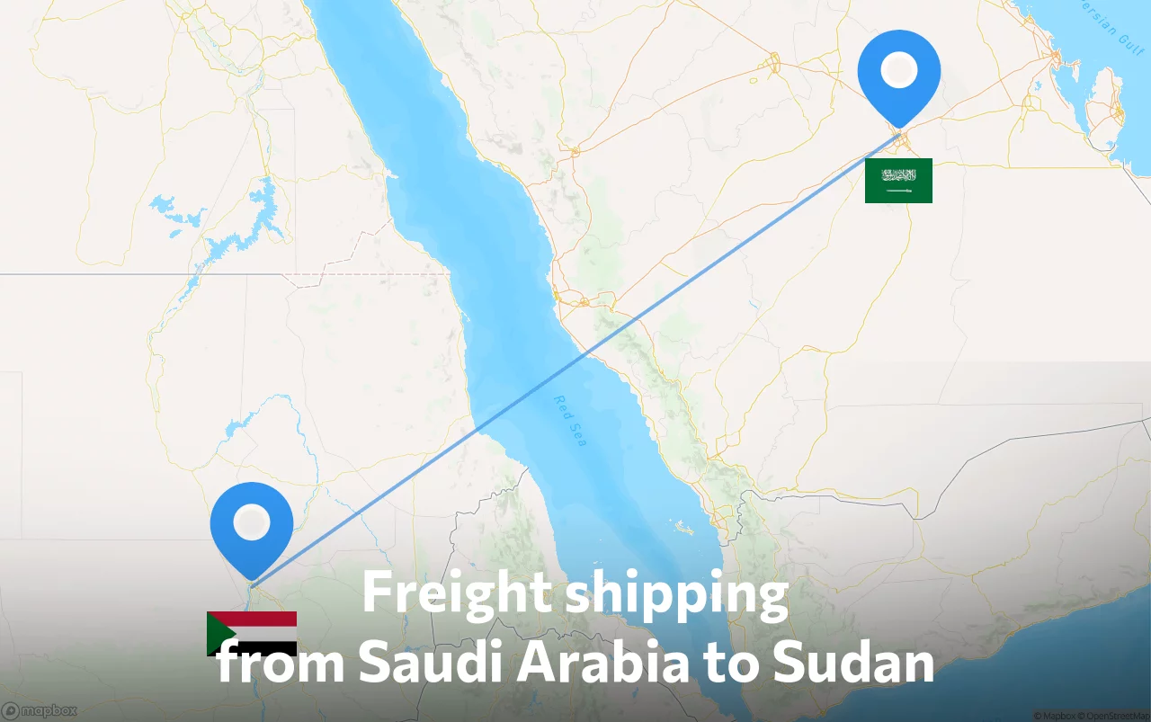 Shipping route from Saudi Arabia to Sudan