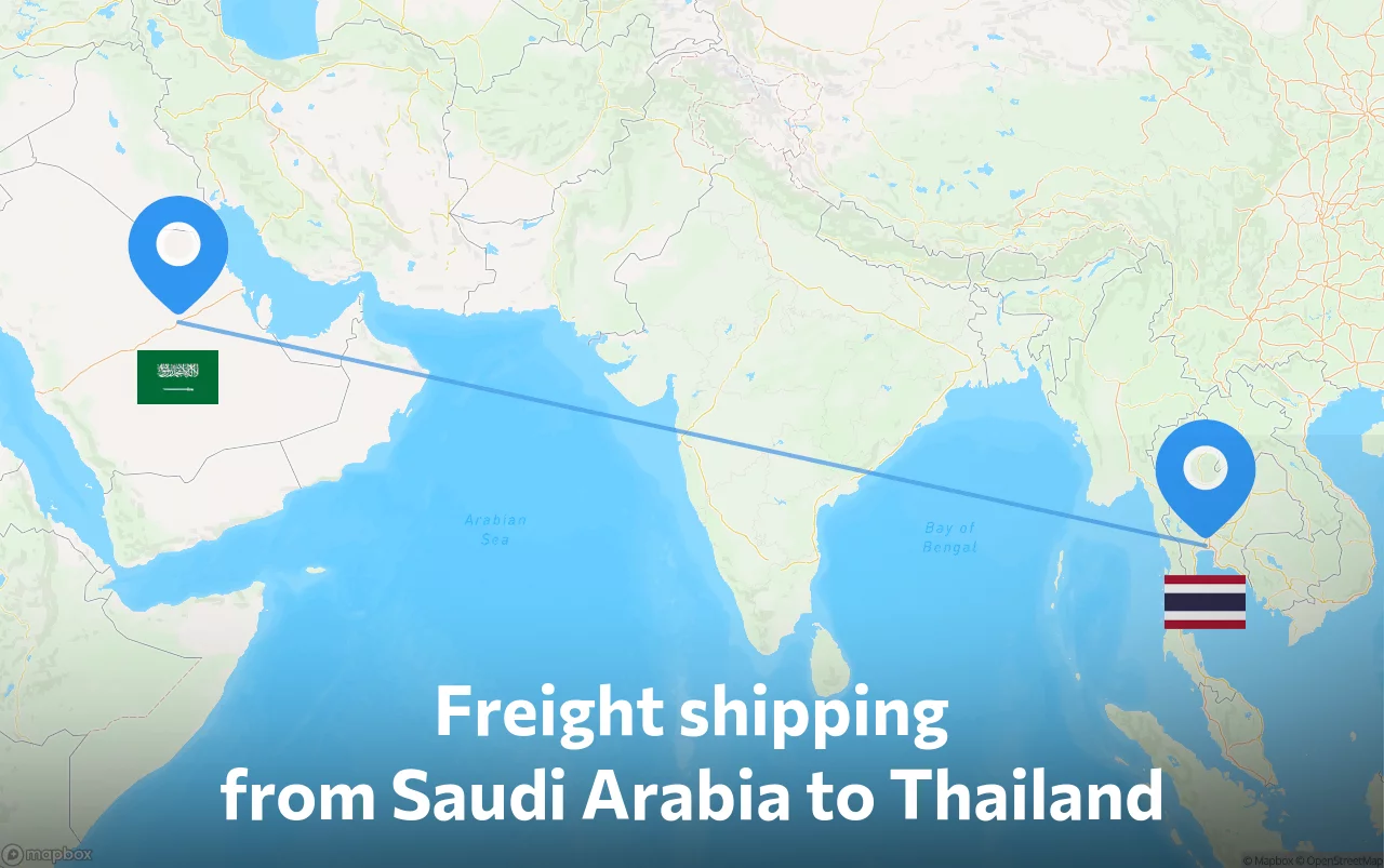 Shipping route from Saudi Arabia to Thailand