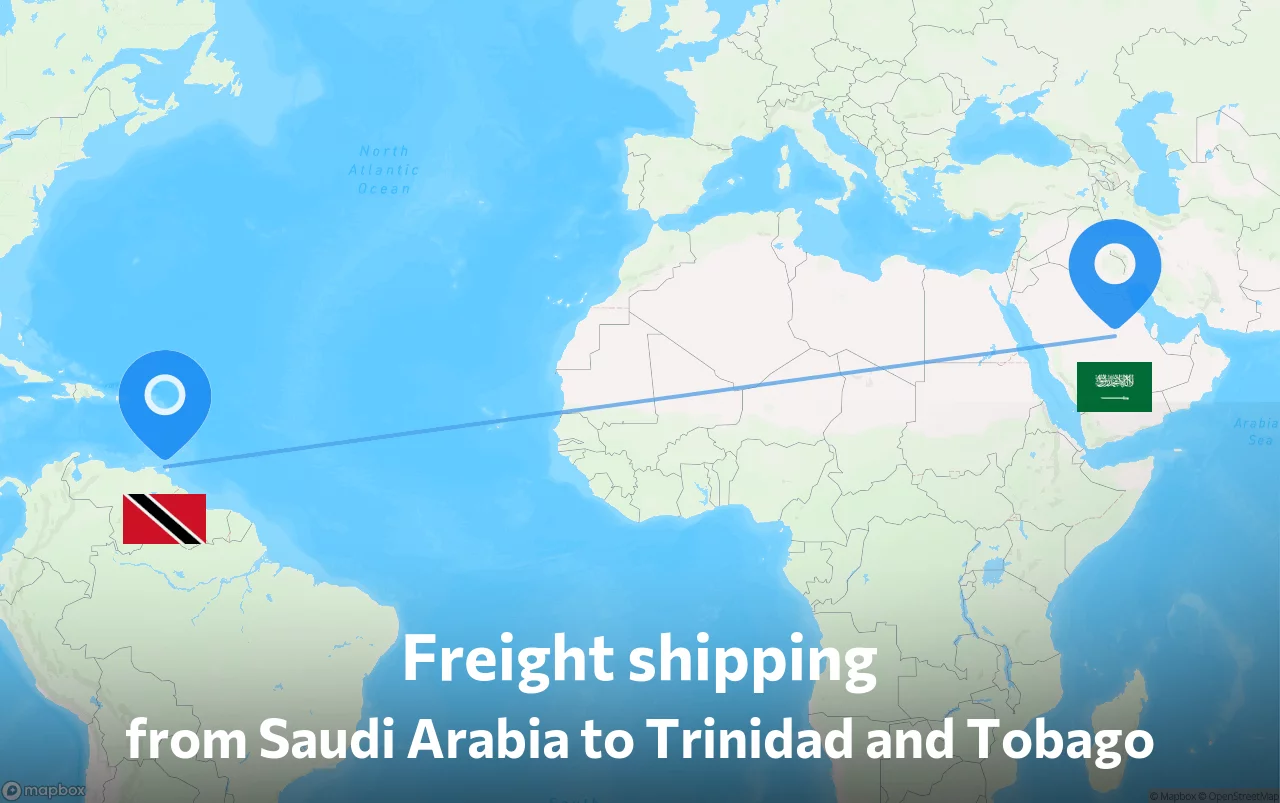Shipping route from Saudi Arabia to Trinidad and Tobago