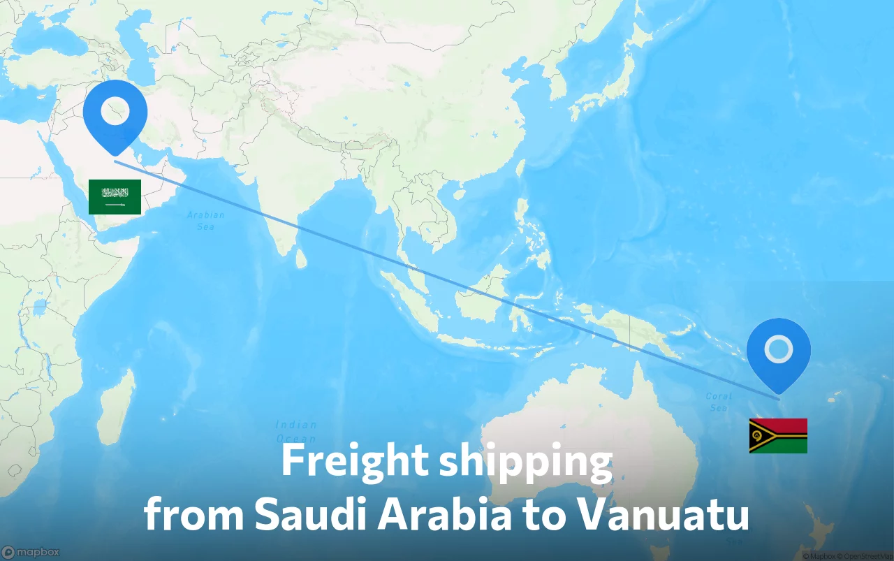 Shipping route from Saudi Arabia to Vanuatu