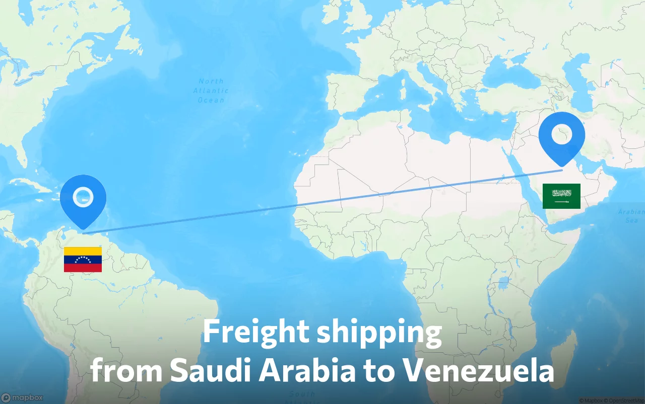 Shipping route from Saudi Arabia to Venezuela