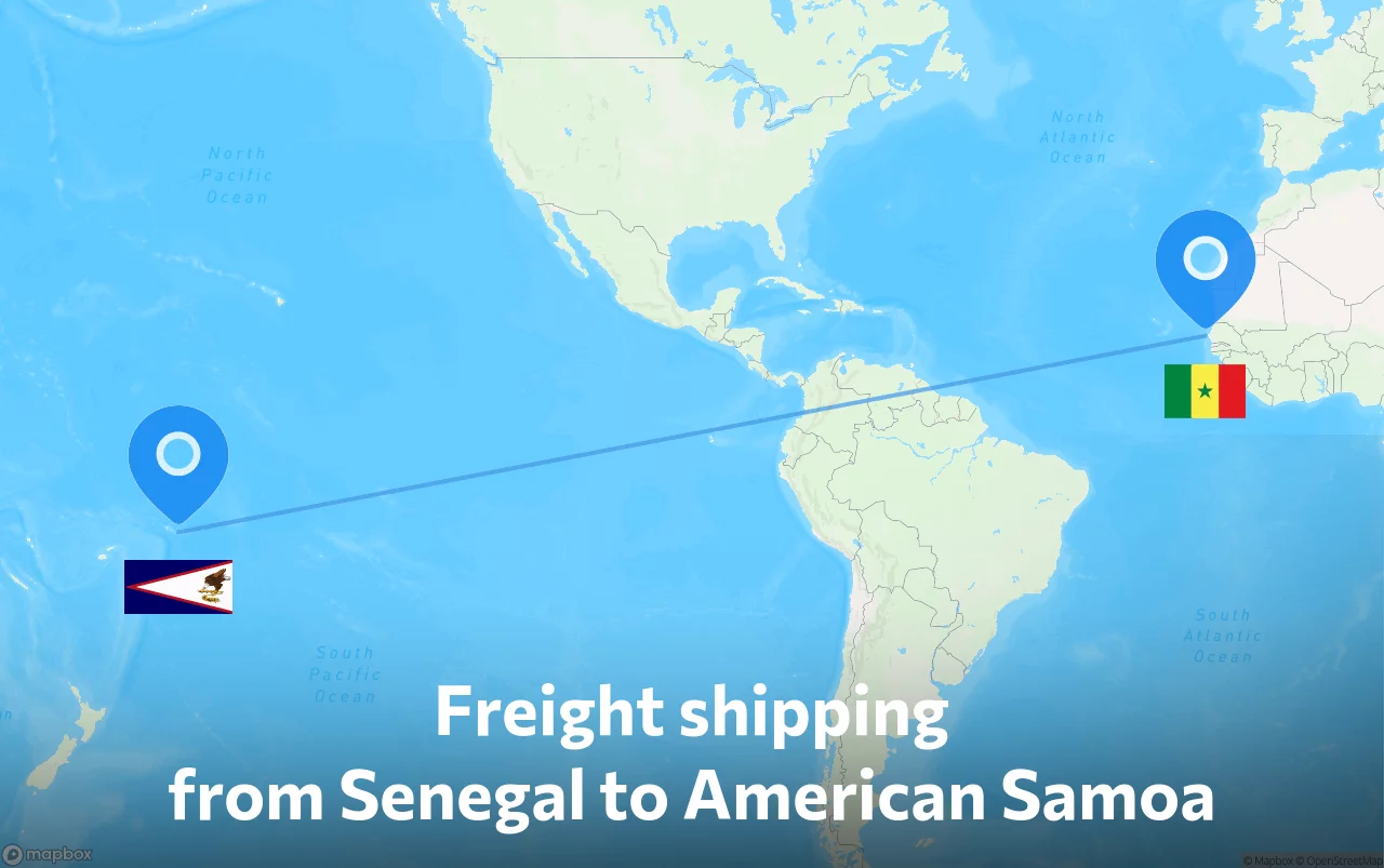Shipping route from Senegal to American Samoa