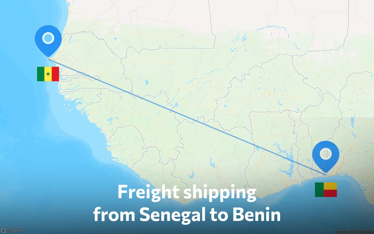 Shipping route from Senegal to Benin