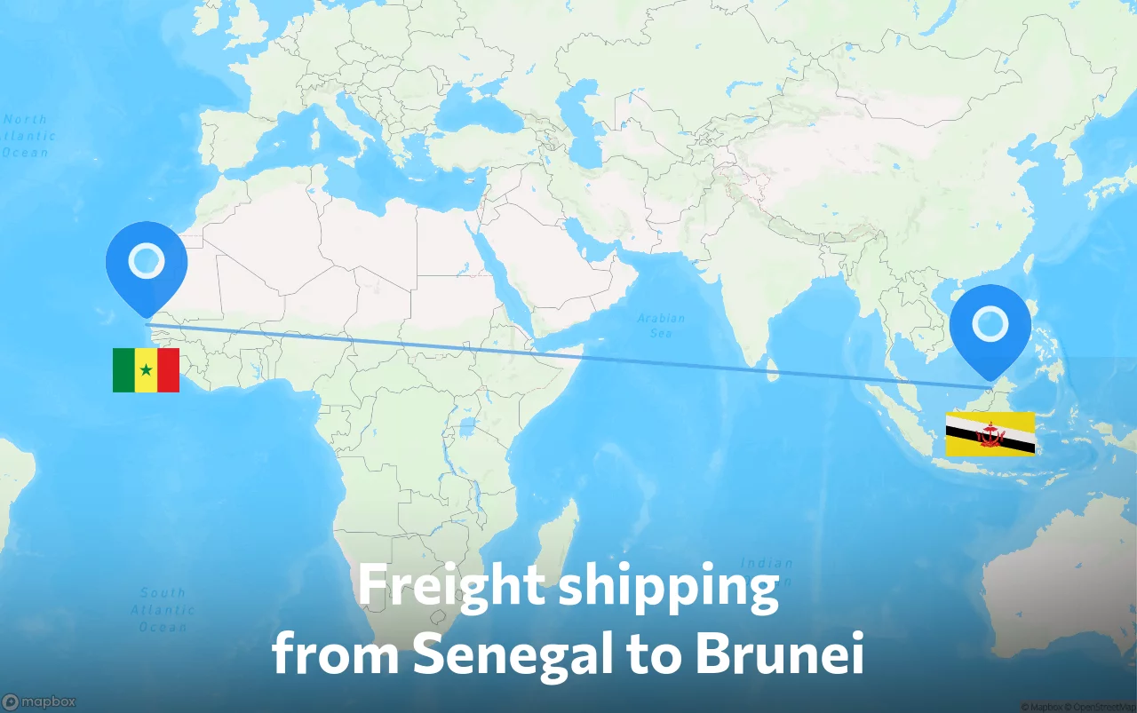 Shipping route from Senegal to Brunei