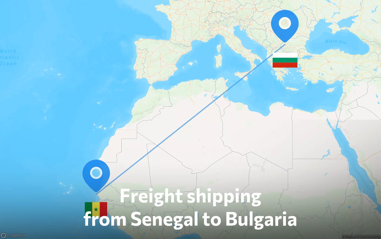 Shipping route from Senegal to Bulgaria
