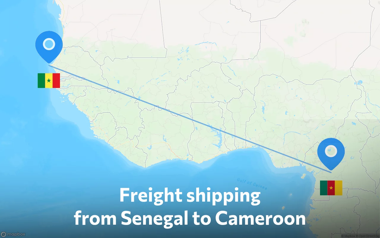 Shipping route from Senegal to Cameroon