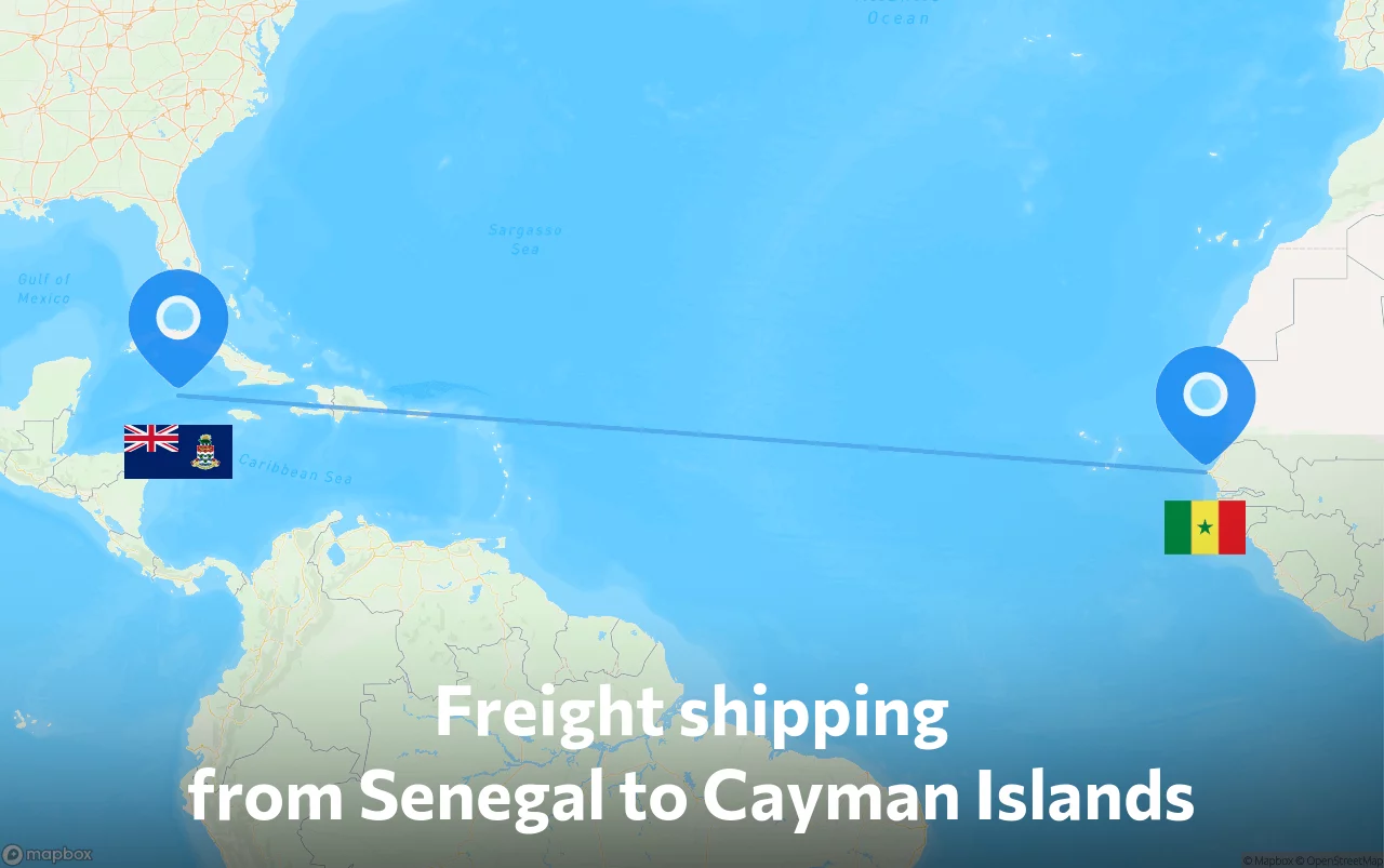 Shipping route from Senegal to Cayman Islands