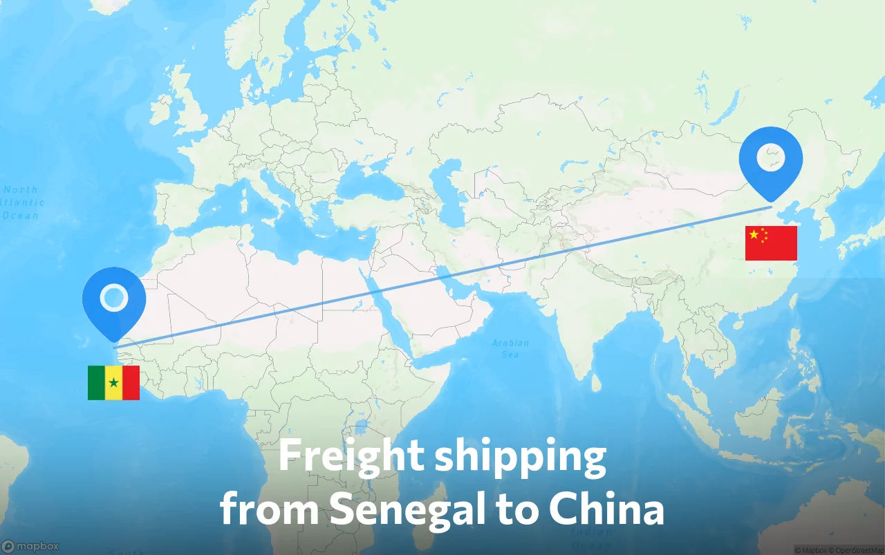 Shipping route from Senegal to China