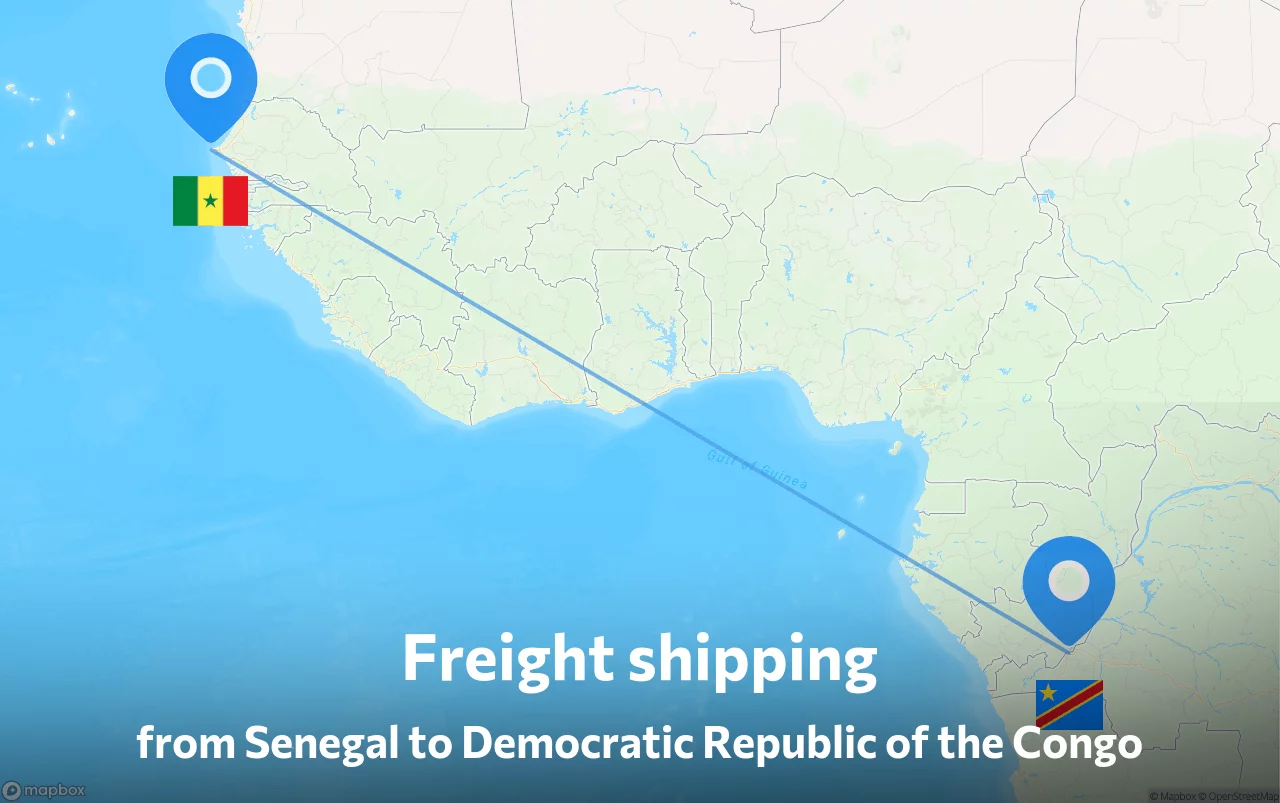 Shipping route from Senegal to Democratic Republic of the Congo