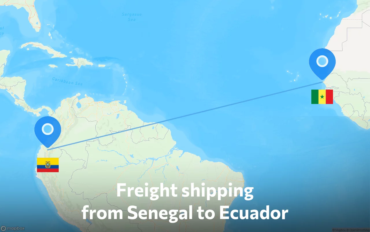 Shipping route from Senegal to Ecuador
