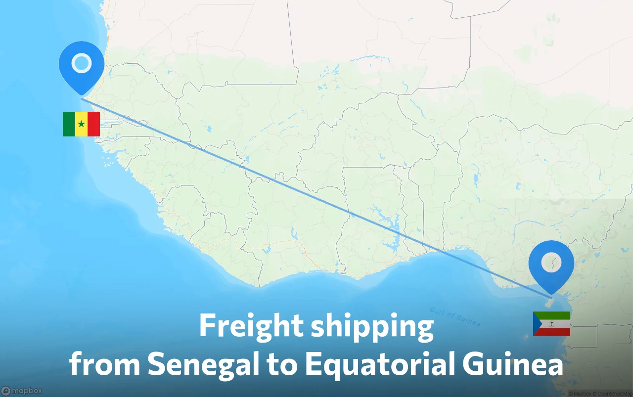 Shipping route from Senegal to Equatorial Guinea