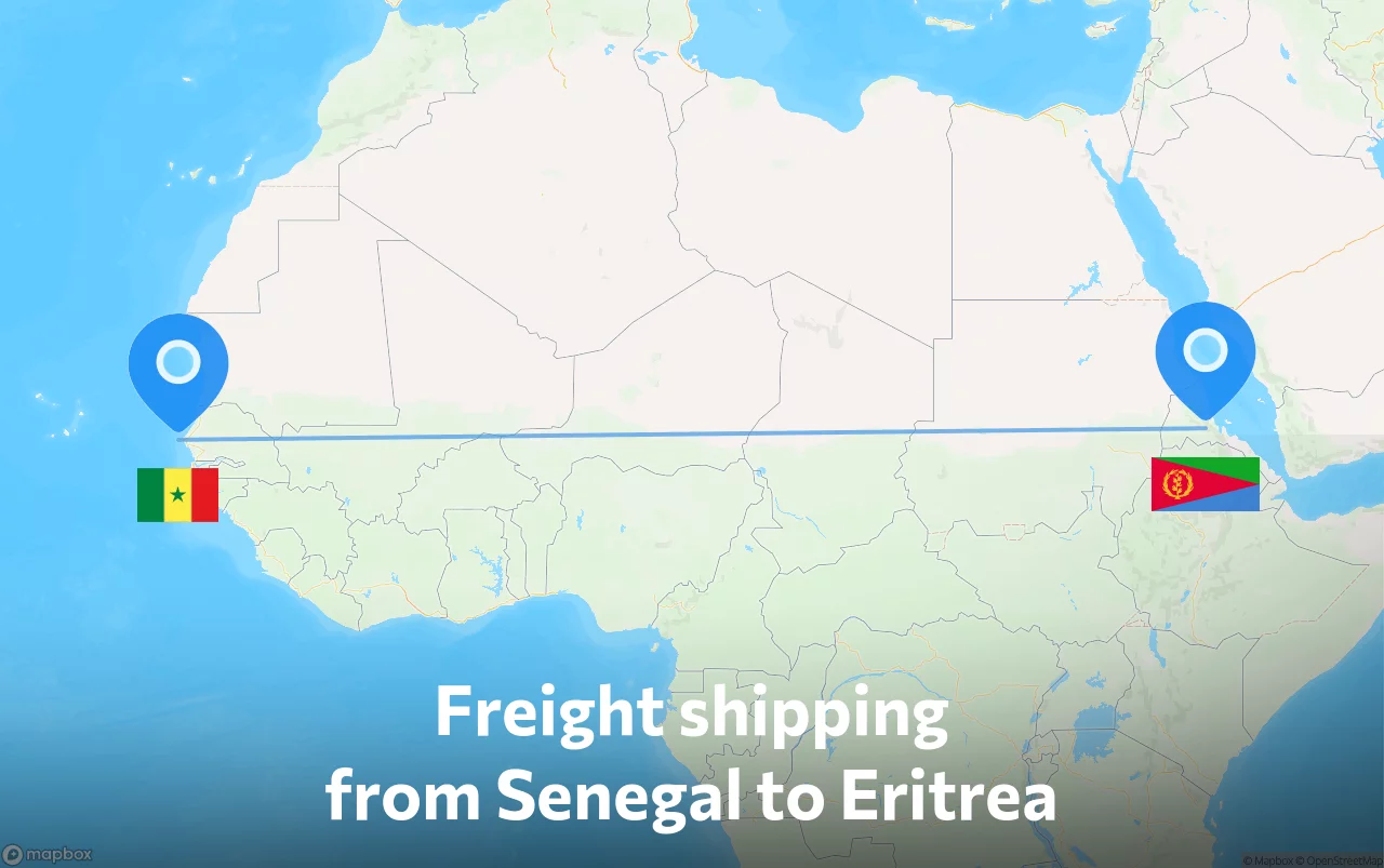 Shipping route from Senegal to Eritrea