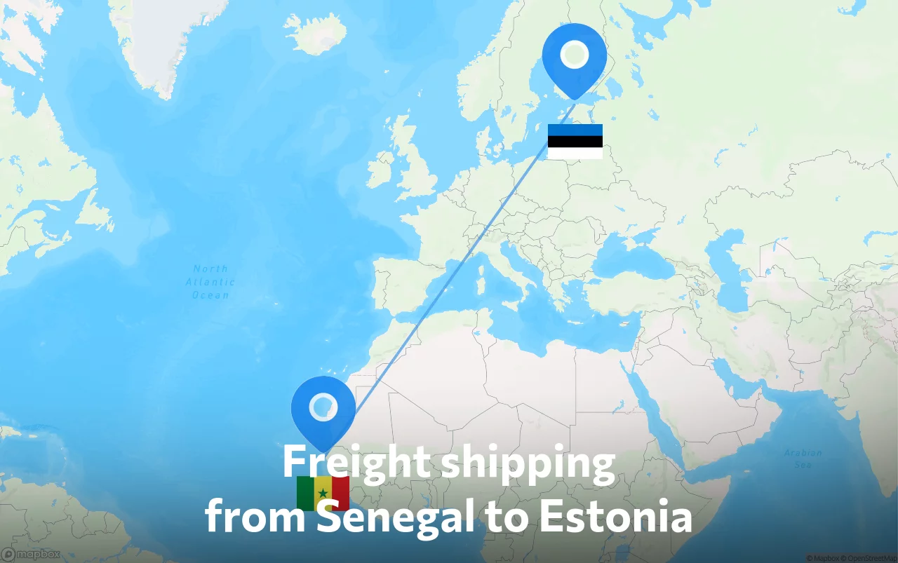 Shipping route from Senegal to Estonia