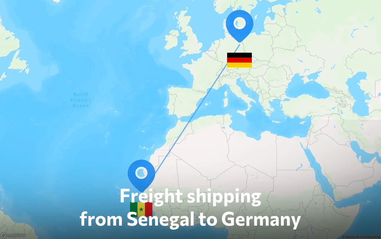 Shipping route from Senegal to Germany