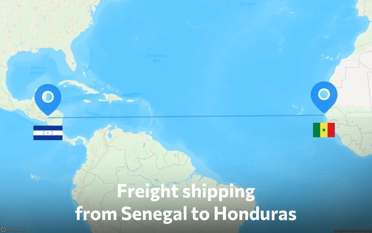 Shipping route from Senegal to Honduras