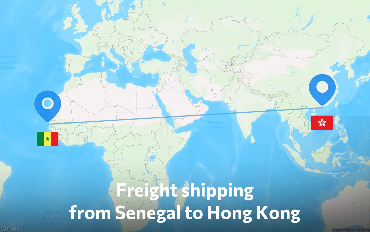 Shipping route from Senegal to Hong Kong