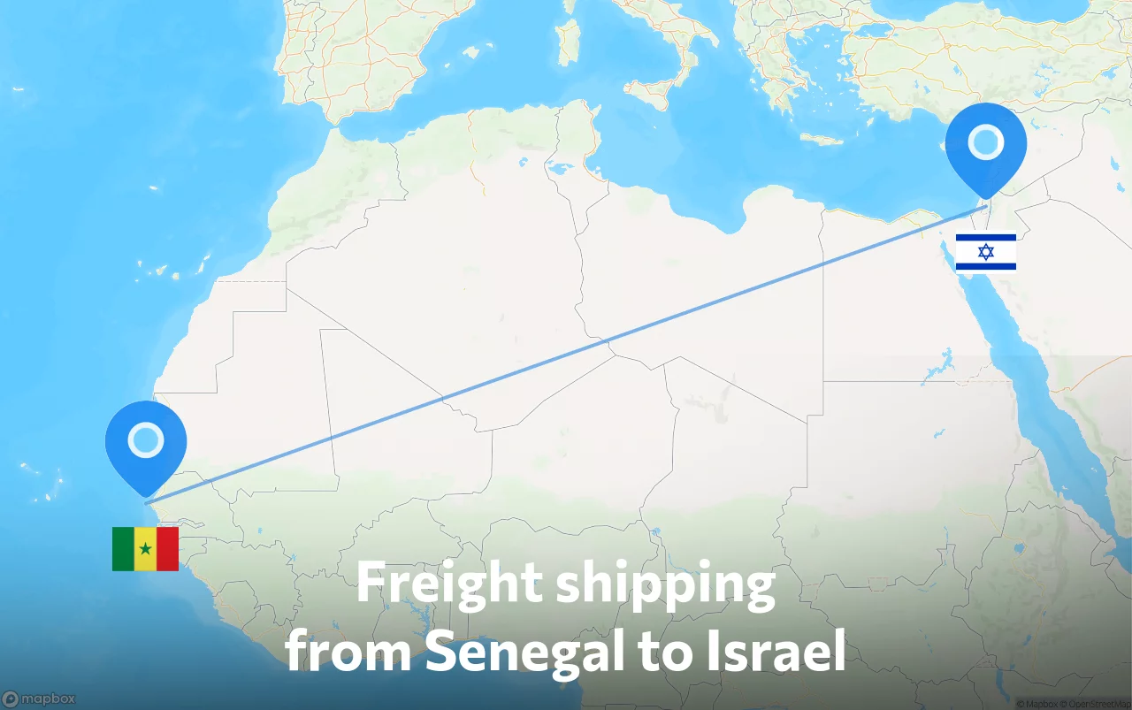 Shipping route from Senegal to Israel