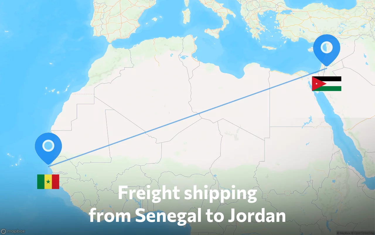Shipping route from Senegal to Jordan