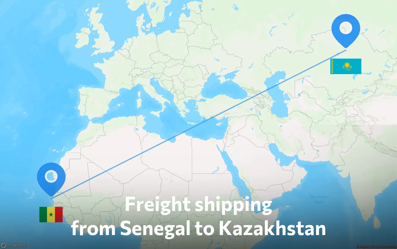 Shipping route from Senegal to Kazakhstan