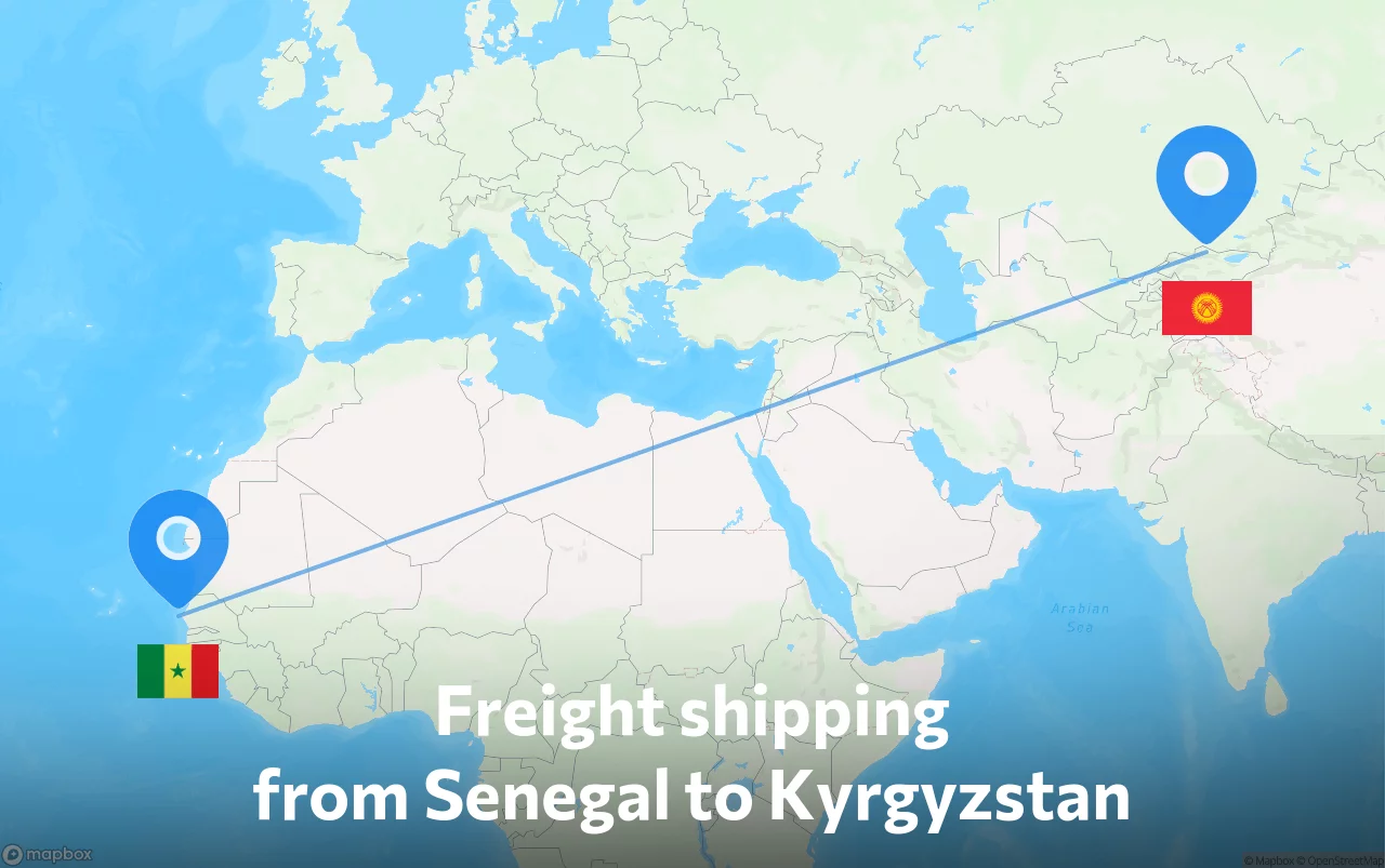 Shipping route from Senegal to Kyrgyzstan