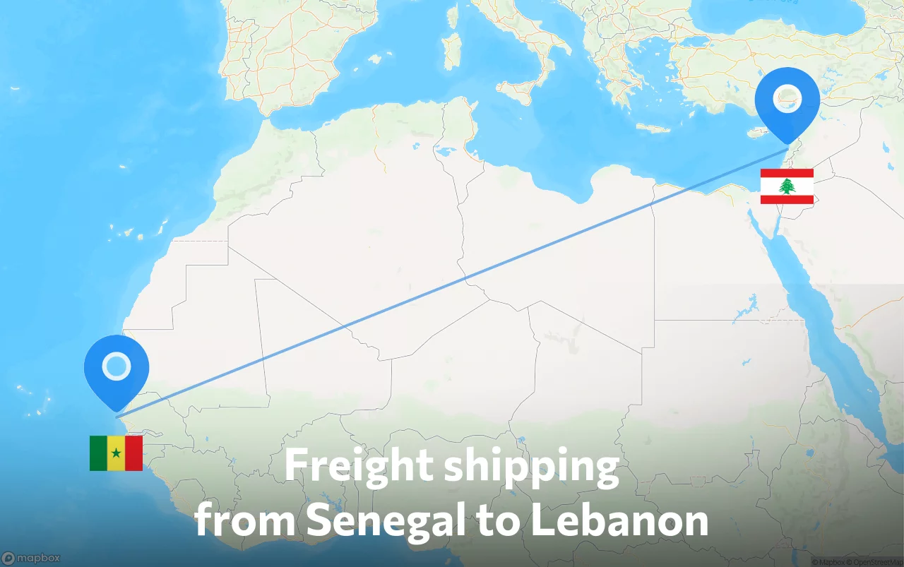 Shipping route from Senegal to Lebanon