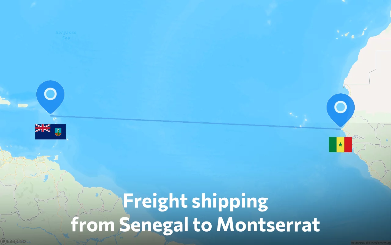 Shipping route from Senegal to Montserrat