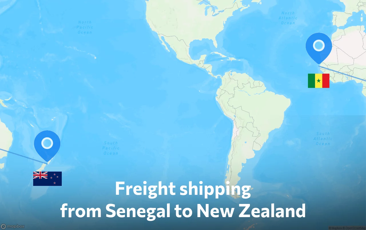 Shipping route from Senegal to New Zealand