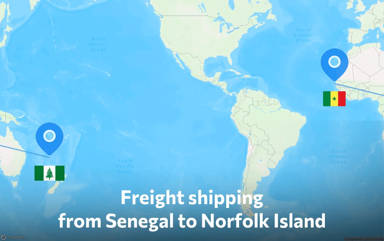 Shipping route from Senegal to Norfolk Island