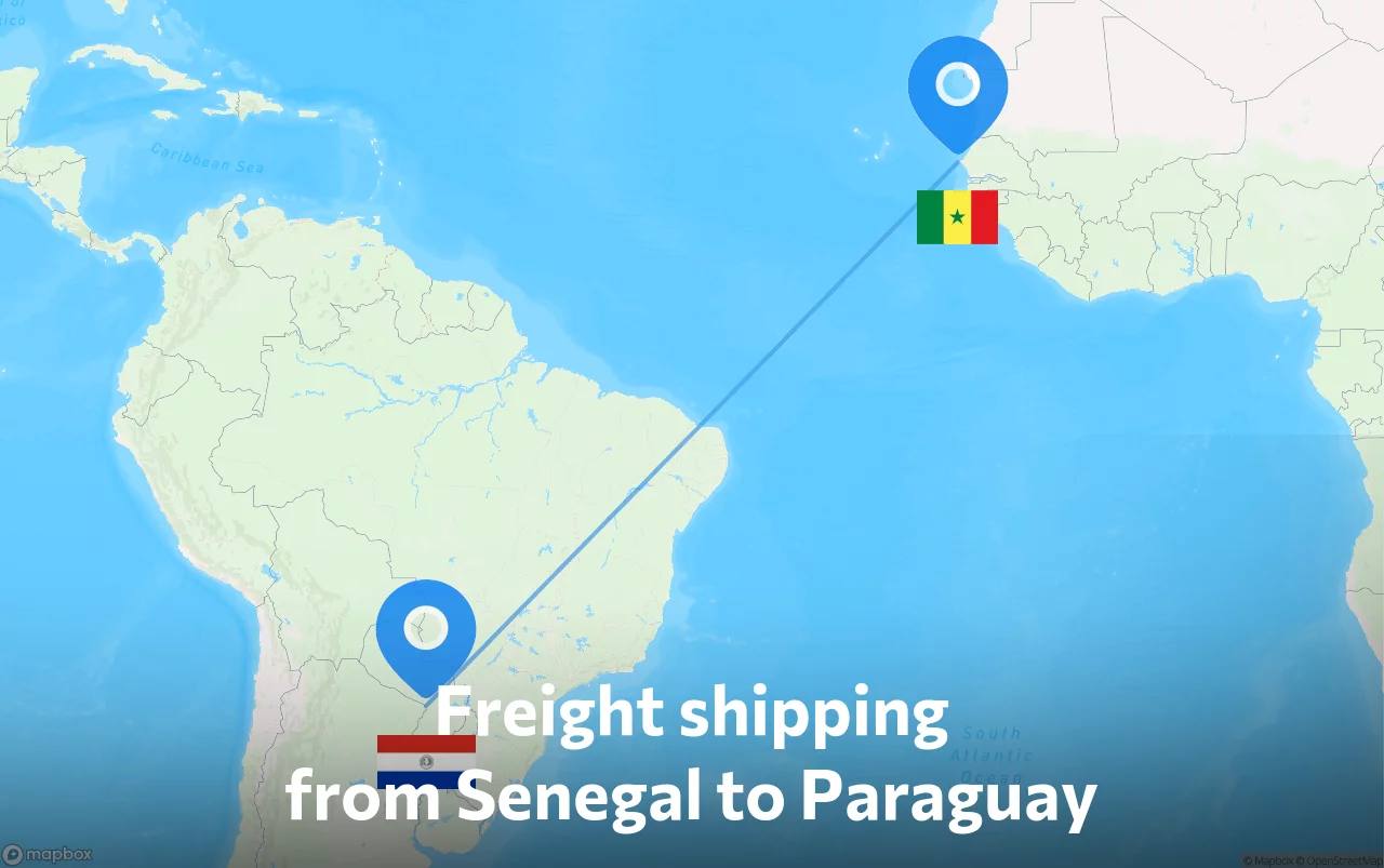 Shipping route from Senegal to Paraguay
