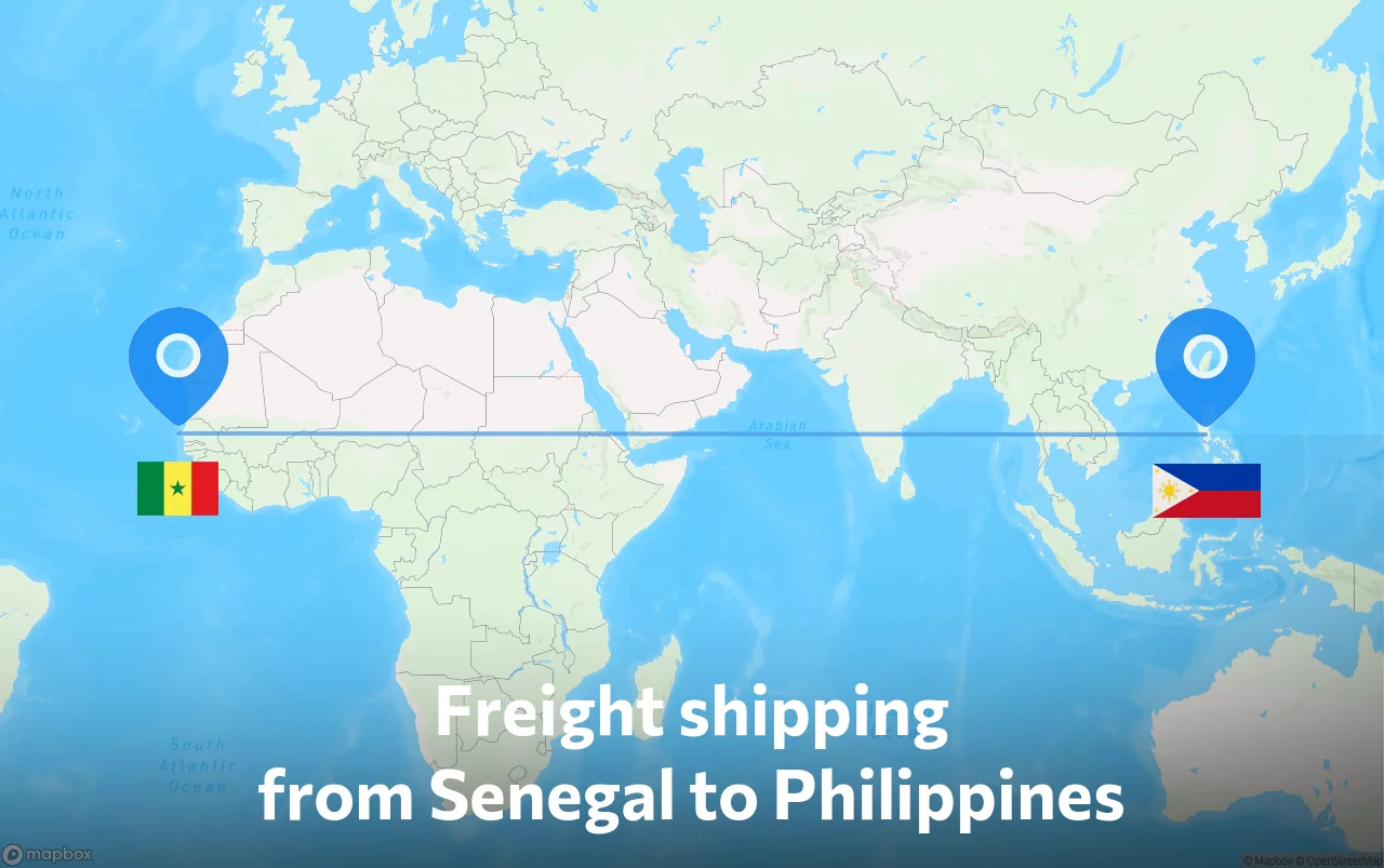 Shipping route from Senegal to Philippines