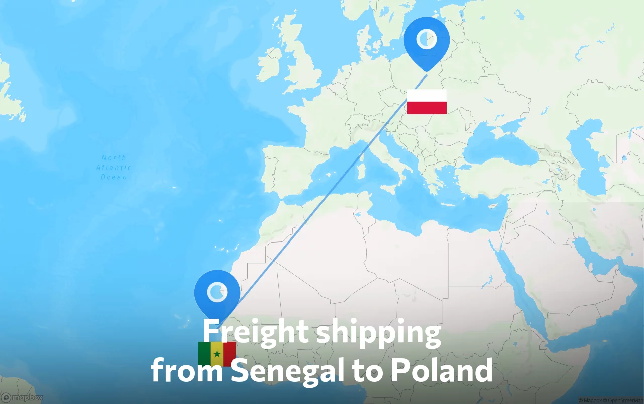 Shipping route from Senegal to Poland