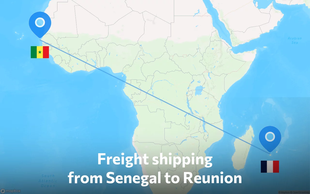 Shipping route from Senegal to Reunion