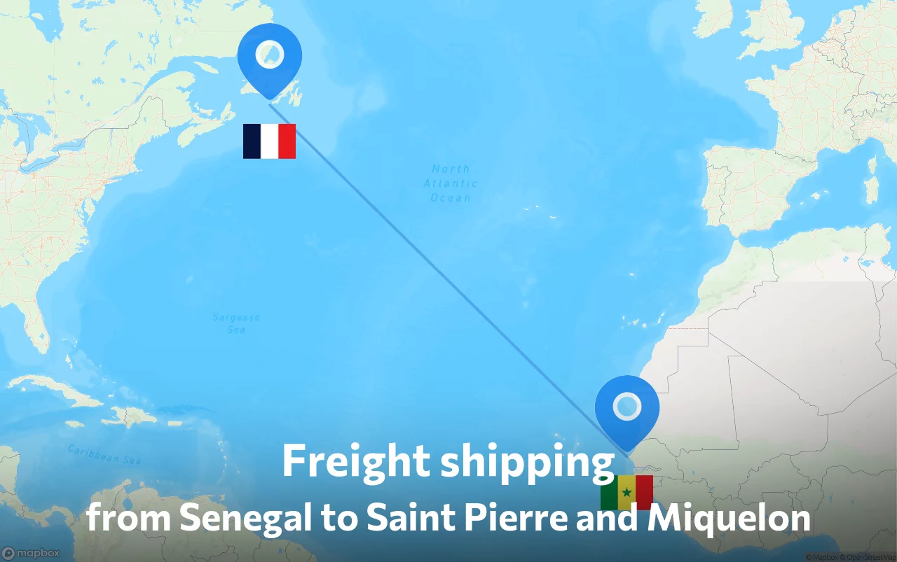 Shipping route from Senegal to Saint Pierre and Miquelon